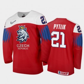 Men Czech Republic 2021 IIHF World Junior Championship Jaromir Pytlik #21 Away Red Jersey