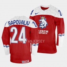 Czech Republic #24 Matyas Sapovaliv 2023 IIHF World Junior Championship Jersey Red