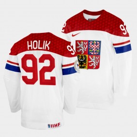 Petr Holik 2022 IIHF World Championship Czech Republic Hockey #92 White Jersey Home
