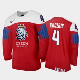 Men Czech Republic 2021 IIHF World Junior Championship Radek Kucerik #4 Away Red Jersey