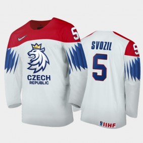 Men Czech Republic 2021 IIHF World Junior Championship Stanislav Svozil #5 Home White Jersey