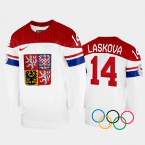 Dominika Laskova Czech Republic Women's Hockey White Home Jersey 2022 Winter Olympics