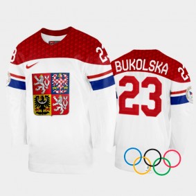 Katerina Bukolska Czech Republic Women's Hockey White Home Jersey 2022 Winter Olympics