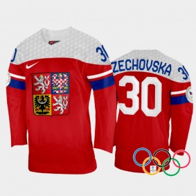 Czech Republic Women's Hockey Katerina Zechovska 2022 Winter Olympics Red #30 Jersey Away