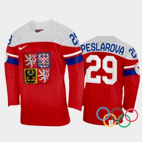 Czech Republic Women's Hockey Klara Peslarova 2022 Winter Olympics Red #29 Jersey Away