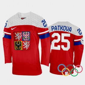 Czech Republic Women's Hockey Kristyna Patkova 2022 Winter Olympics Red #25 Jersey Away
