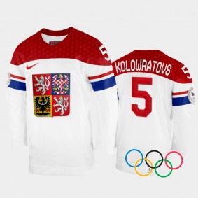 Samantha Kolowratovs Czech Republic Women's Hockey White Home Jersey 2022 Winter Olympics