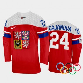 Czech Republic Women's Hockey Sara Cajanova 2022 Winter Olympics Red #24 Jersey Away