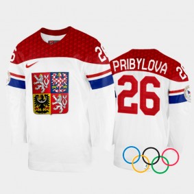 Vendula Pribylova Czech Republic Women's Hockey White Home Jersey 2022 Winter Olympics