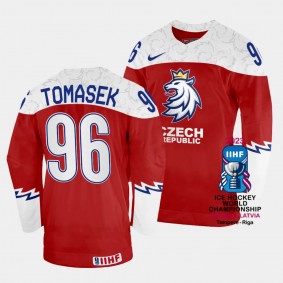David Tomasek 2023 IIHF World Championship Czechia #96 Red Away Jersey Men