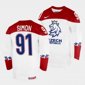 Czechia #91 Dominik Simon 2022 IIHF World Championship Home Jersey White