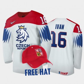 Ivan Ivan Czechia Hockey White Free Hat Jersey 2022 IIHF World Junior Championship