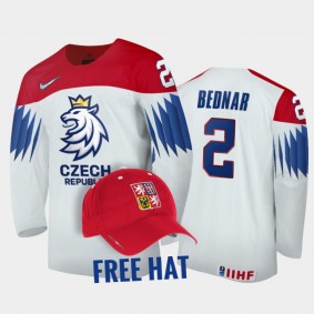 Czechia Hockey 2022 IIHF World Junior Championship Jan Bednar White Jersey Free Hat