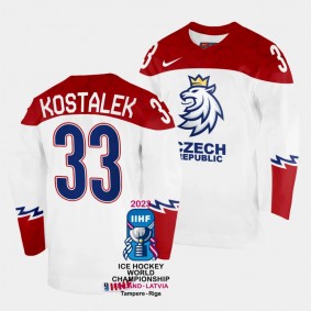 Czechia #33 Jan Kostalek 2023 IIHF World Championship Home Jersey White
