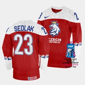 Lukas Sedlak 2023 IIHF World Championship Czechia #23 Red Away Jersey Men