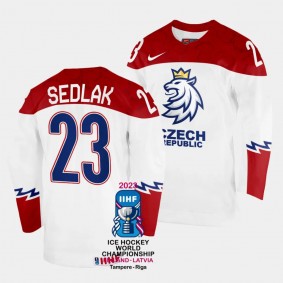 Czechia #23 Lukas Sedlak 2023 IIHF World Championship Home Jersey White