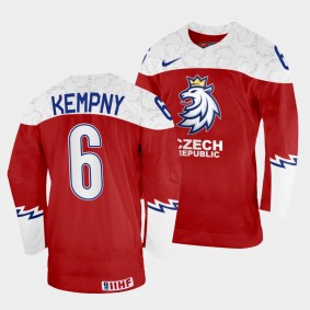 Michal Kempny 2022 IIHF World Championship Czechia #6 Red Away Jersey Men