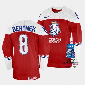 Ondrej Beranek 2023 IIHF World Championship Czechia #8 Red Away Jersey Men