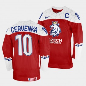 Roman Cervenka 2022 IIHF World Championship Czechia #10 Red Away Jersey Men