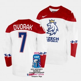 Czechia #7 Tomas Dvorak 2023 IIHF World Championship Home Jersey White
