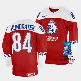 Tomas Kundratek 2023 IIHF World Championship Czechia #84 Red Away Jersey Men