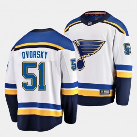 2023 NHL Draft Dalibor Dvorsky St Louis Blues Jersey White Away Breakaway Player
