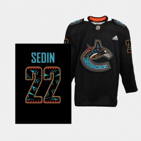 Vancouver Canucks First Nations 2023 Daniel Sedin #22 Black Jersey Special Edition