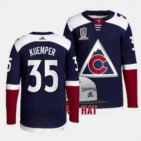 Darcy Kuemper Colorado Avalanche 2022 Stanley Cup Champions Navy 35 Jersey Primegreen