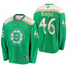 Boston Bruins David Krejci #46 2019 St. Patrick's Day Green Fanatics Branded Replica Jersey