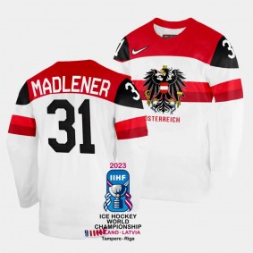 Australia 2023 IIHF World Championship David Madlener #31 White Jersey Home