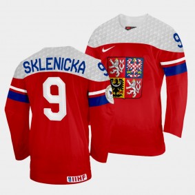 Czech Republic 2022 IIHF World Championship David Sklenicka #9 Red Jersey Away