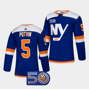 New York Islanders Denis Potvin 50th Anniversary #5 Royal Jersey Authentic Alternate