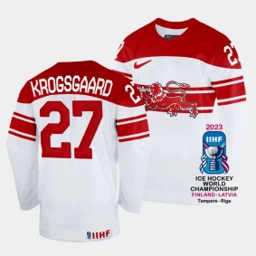 Anders Krogsgaard Denmark Hcokey 2023 IIHF World Championship Home Jersey White