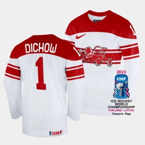 Frederik Dichow Denmark Hcokey 2023 IIHF World Championship Home Jersey White