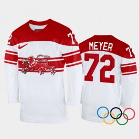 Nicolai Meyer Denmark Hockey White Home Jersey 2022 Winter Olympics