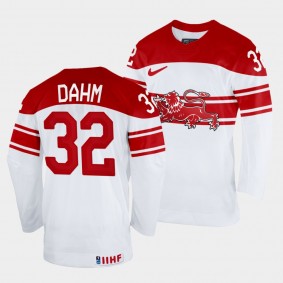 Denmark Hockey #32 Sebastian Dahm 2022 IIHF World Championship White Jersey Home