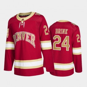 Denver Pioneers Bobby Brink #24 College Hockey Red Road Jersey