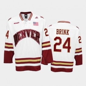 Denver Pioneers Bobby Brink #24 College Hockey White Premier Jersey