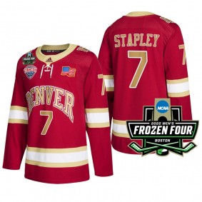 Denver Pioneers Brett Stapley Hockey Crimson Hockey Jersey