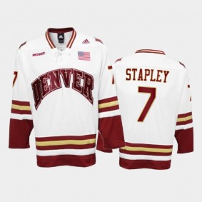 Denver Pioneers Brett Stapley #7 College Hockey White Premier Jersey
