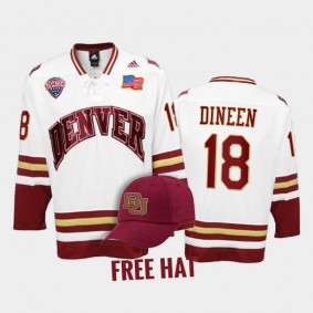 Denver Pioneers Kevin Dineen #18 College Hockey White Free Hat Jersey