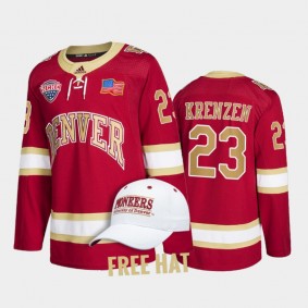 Lane Krenzen #23 Denver Pioneers 2022 College Hockey Crimson Jersey