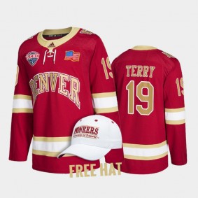 Troy Terry #19 Denver Pioneers College Hockey Crimson Jersey