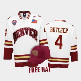 Denver Pioneers Will Butcher #4 College Hockey White Free Hat Jersey