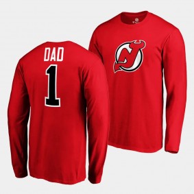 New Jersey Devils 2023 Fathers Day NO.1 Dad Long Sleeve T-Shirt Red