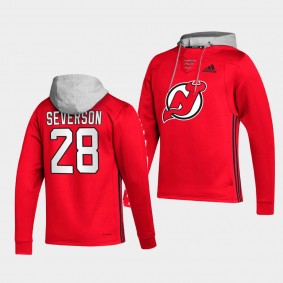 Damon Severson New Jersey Devils Skate Red Lace-up Hoodie