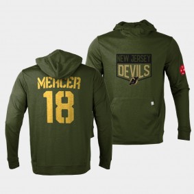Dawson Mercer New Jersey Devils 2022 Salute to Service Olive Levelwear Hoodie