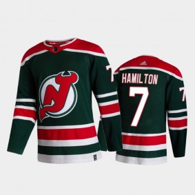 New Jersey Devils Dougie Hamilton #7 2021 Reverse Retro Green Special Edition Jersey