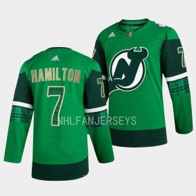 2023 St. Patricks Day Dougie Hamilton New Jersey Devils #7 Green Primegreen Authentic Jersey