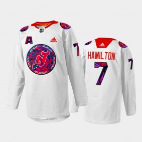 Dougie Hamilton New Jersey Devils Gender Equality Night Jersey White #7 Warm-up